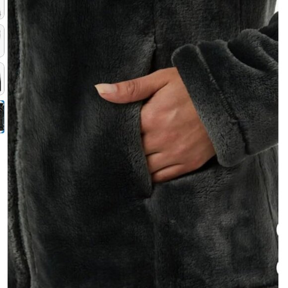 32 Degrees Plush Faux Fur Jacket, Full Zip, Soft & Cozy, XS, Dark Green - Picture 4 of 4